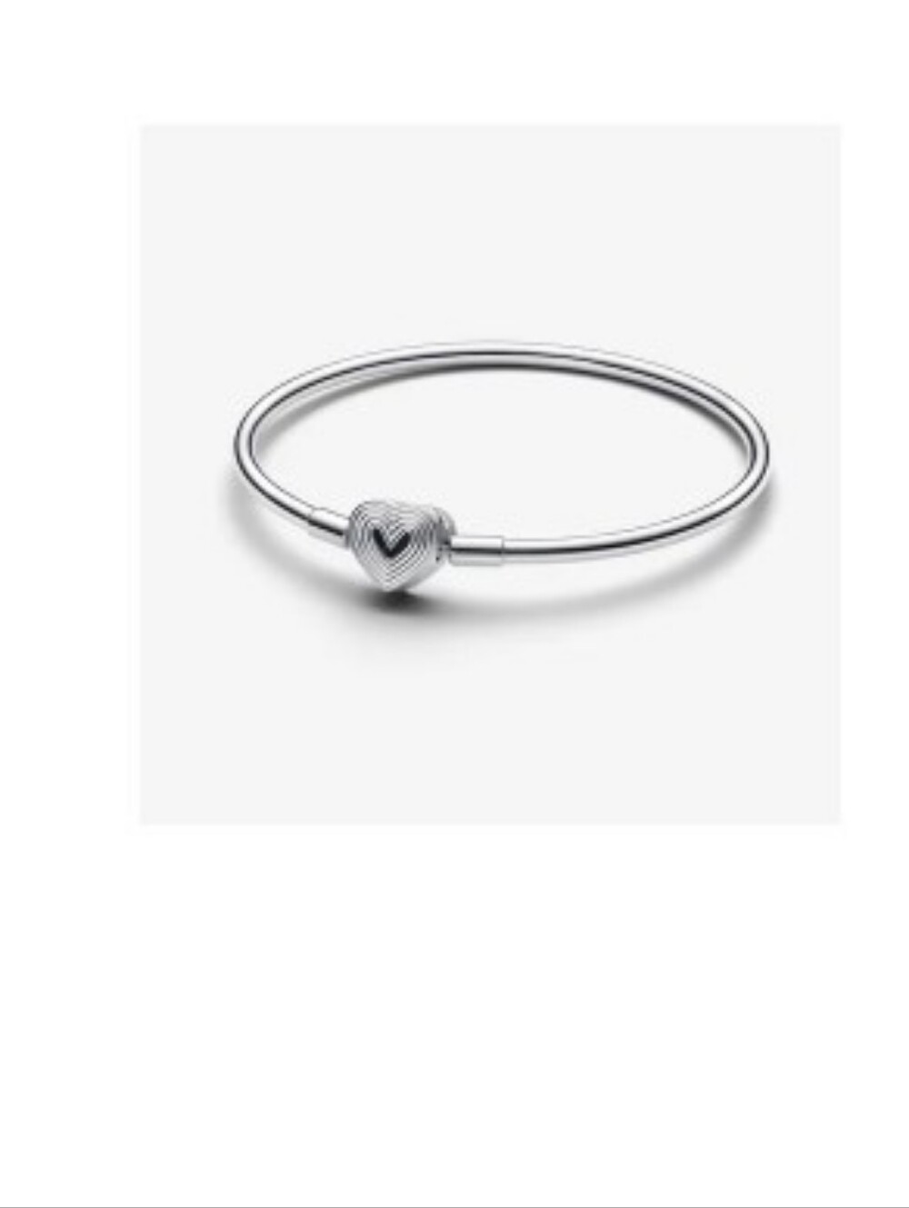 NIB Pandora Silver Charm Heart Clasp Bangle Bracelet - Silver